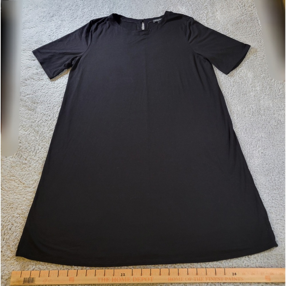 Eileen Fisher Dress Womens Medium Black Slinky Packable Stretch Minimalist